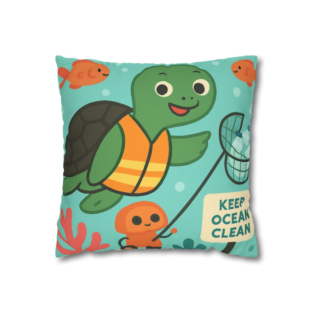 Coral Cleanup Turtle Patrol soft cotton pillow cases