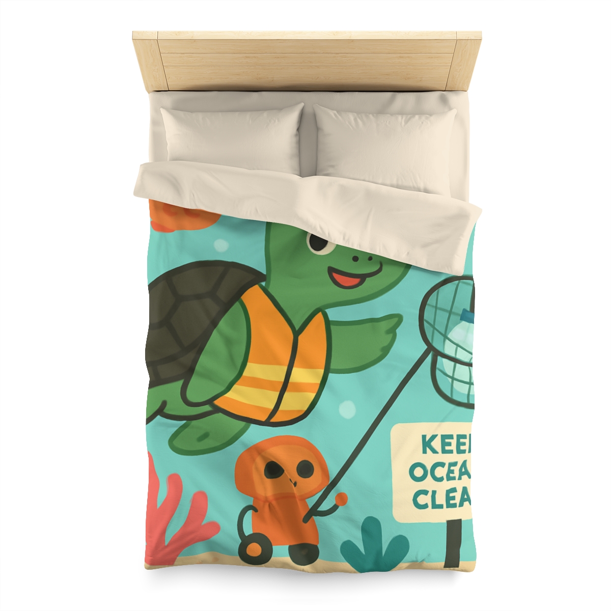 Coral Cleanup Turtle Patrol soft comforter duvets