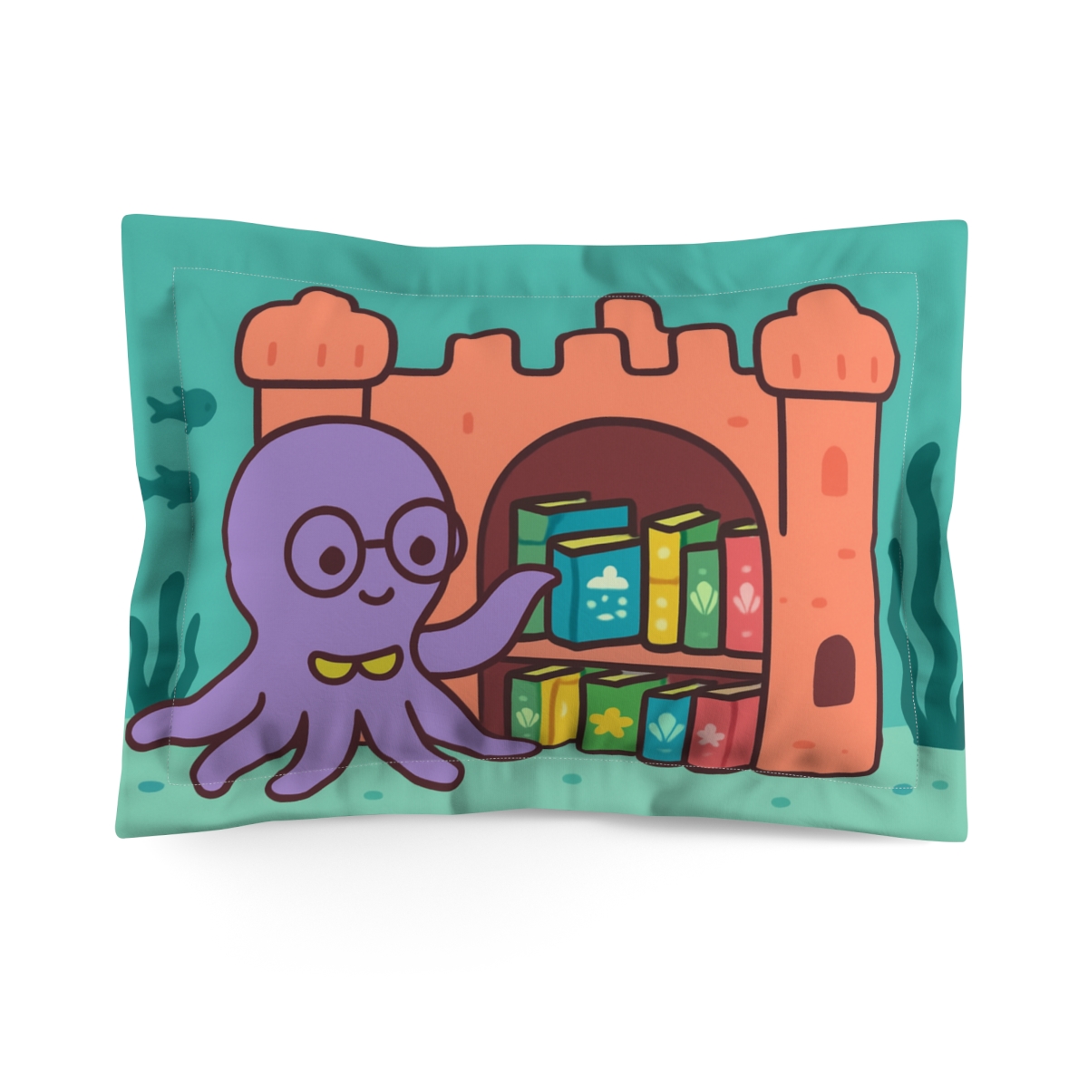Coral Clockwork Octopus Library trendy accent pillows