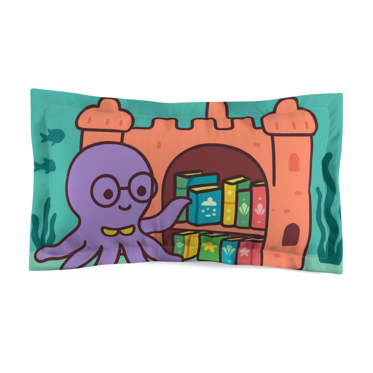 Coral Clockwork Octopus Library trendy accent pillows