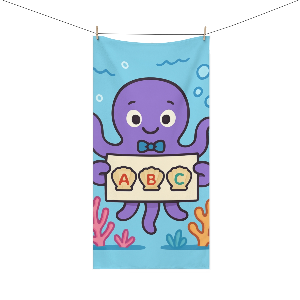 Coral Codebreakers Octopus And The Reef Alphabet personalized bath towels