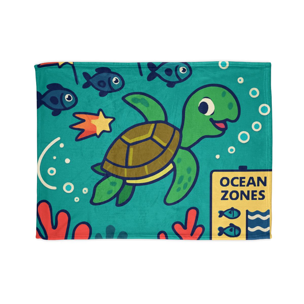 Coral Comet Turtle Parade designer printed blankets