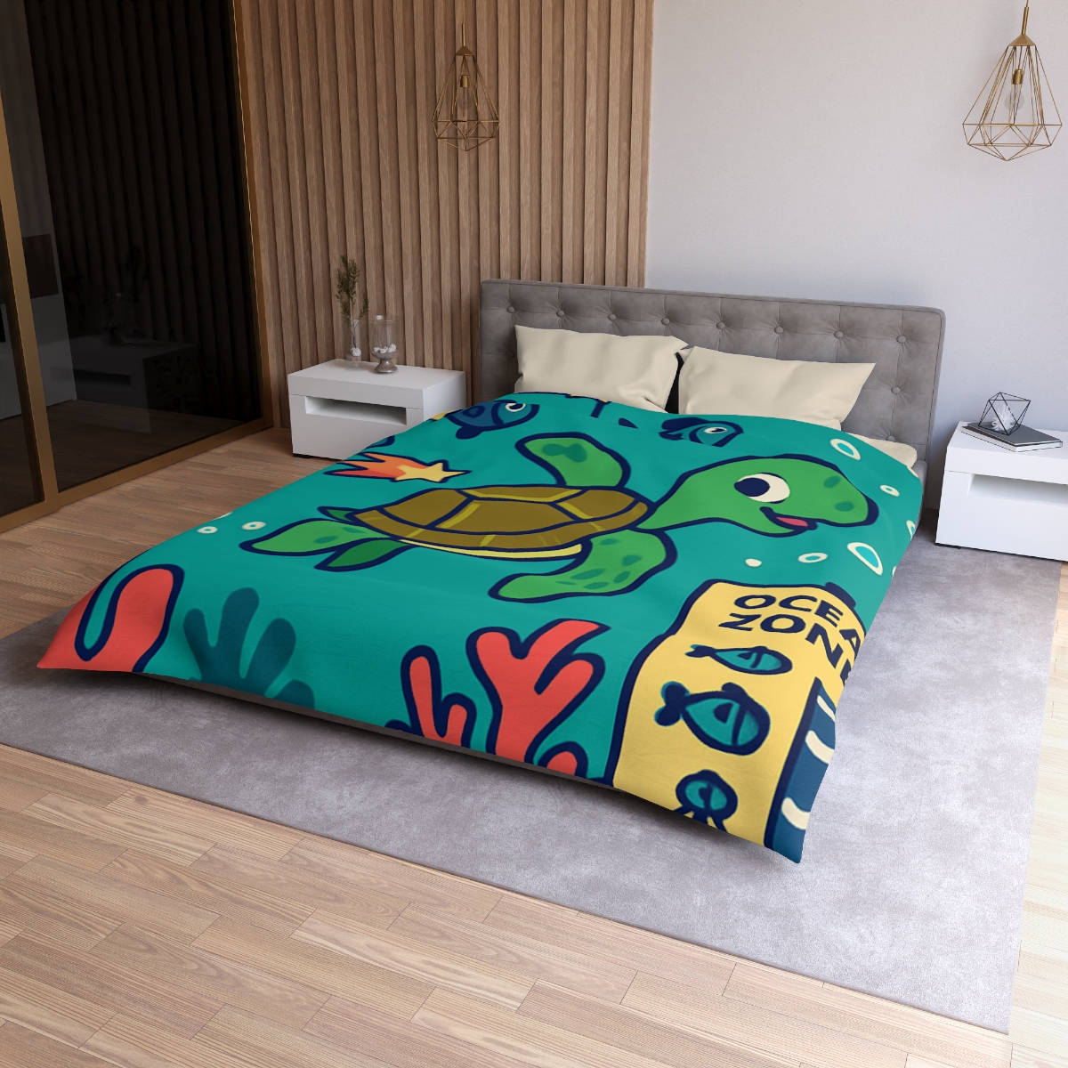 Coral Comet Turtle Parade unique patterned duvets