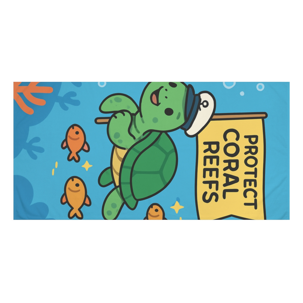 Coral Comet Turtle Parade trendy hand towels