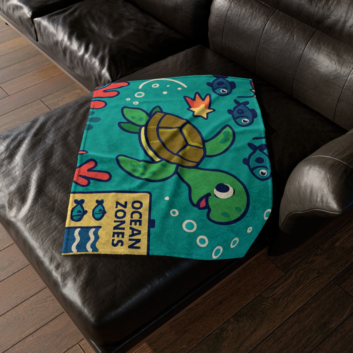 Coral Comet Turtle Parade designer printed blankets