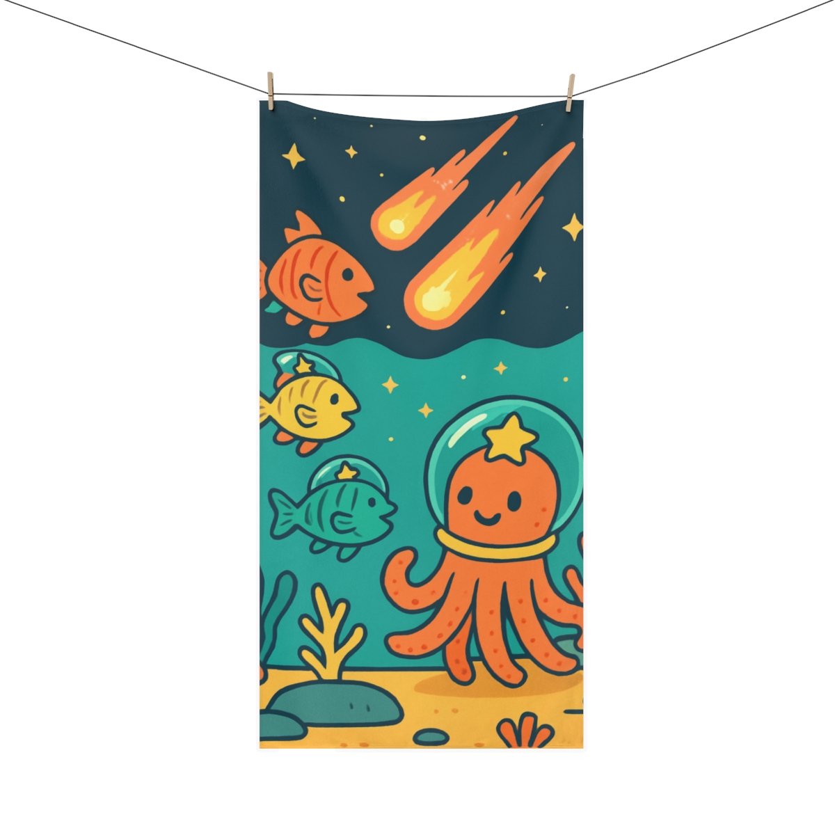 Coral Comets Under The Cosmic Sea unique gift towels