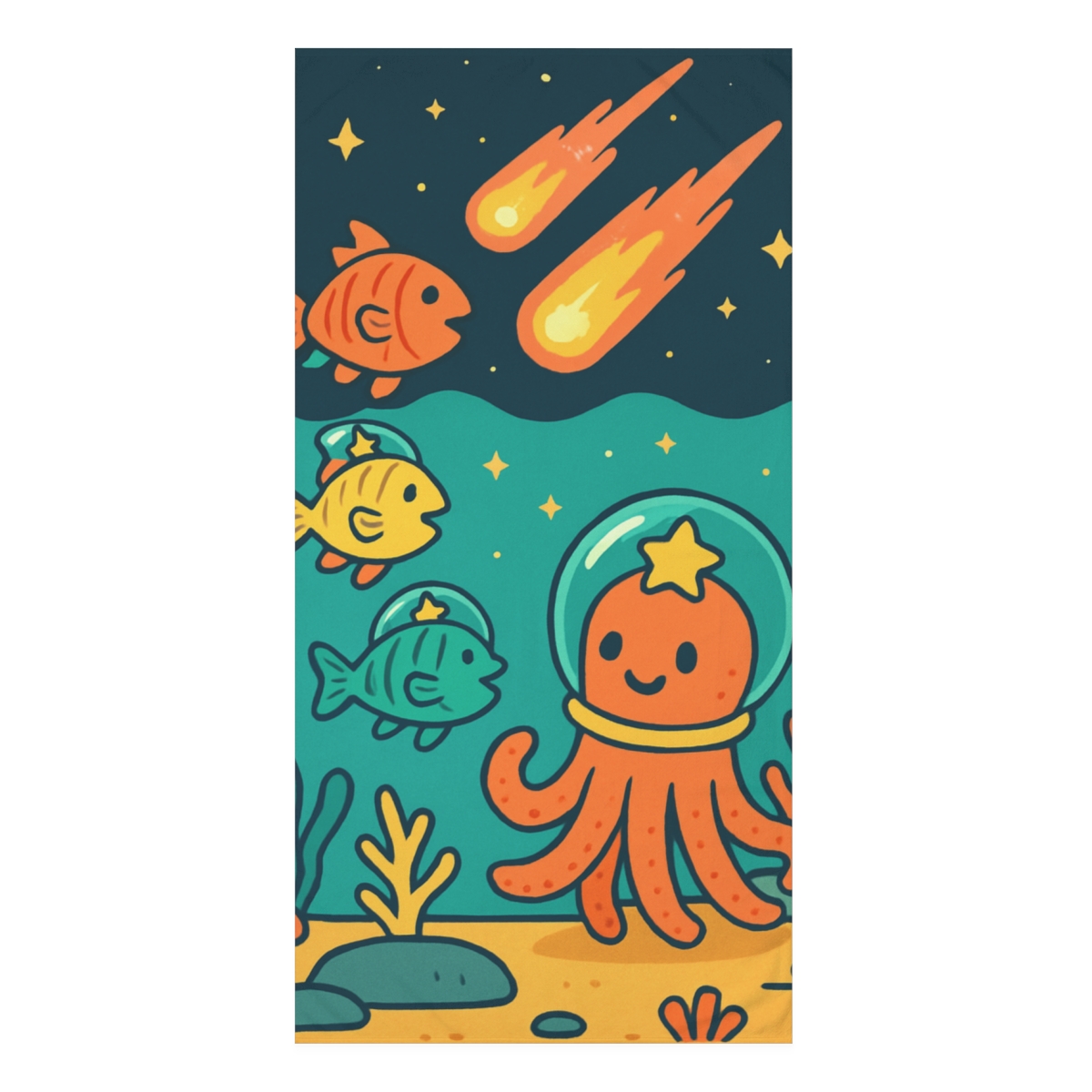 Coral Comets Under The Cosmic Sea unique gift towels