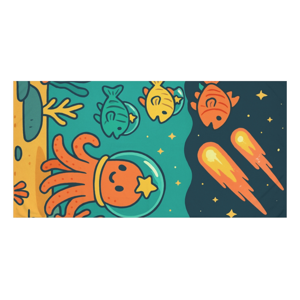 Coral Comets Under The Cosmic Sea unique gift towels