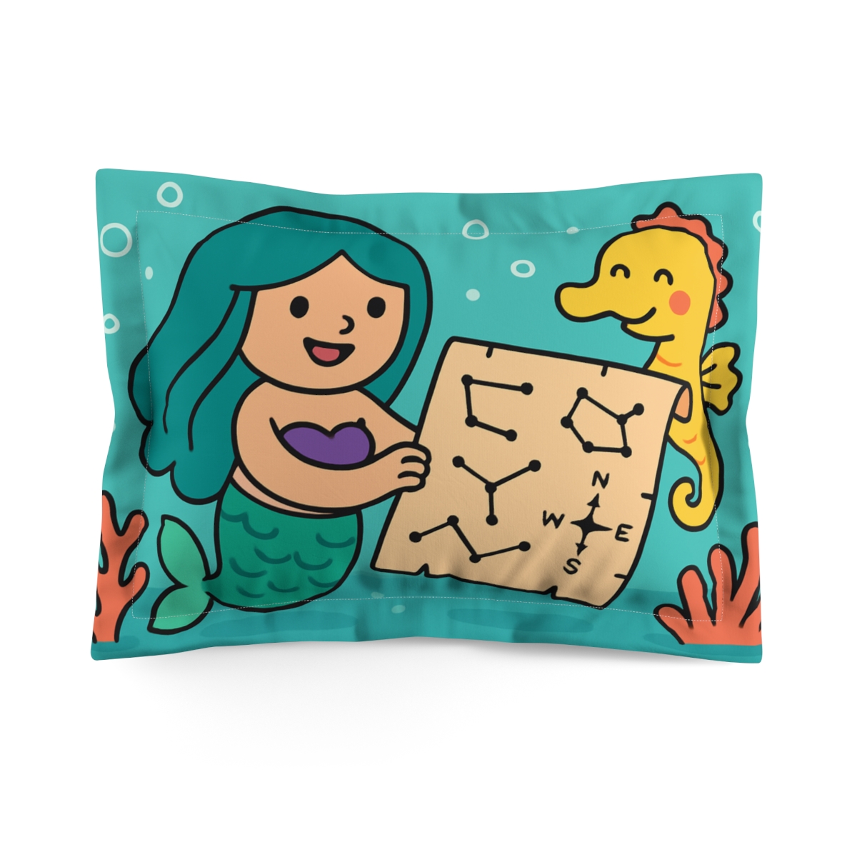 Coral Constellation Mermaid And The Seahorse Map comfortable bed pillows