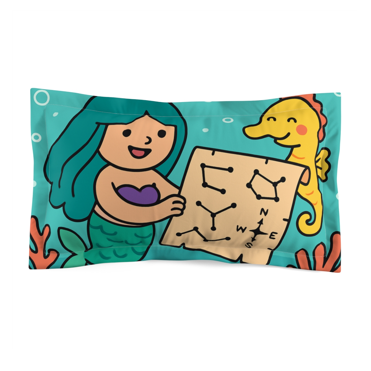 Coral Constellation Mermaid And The Seahorse Map comfortable bed pillows