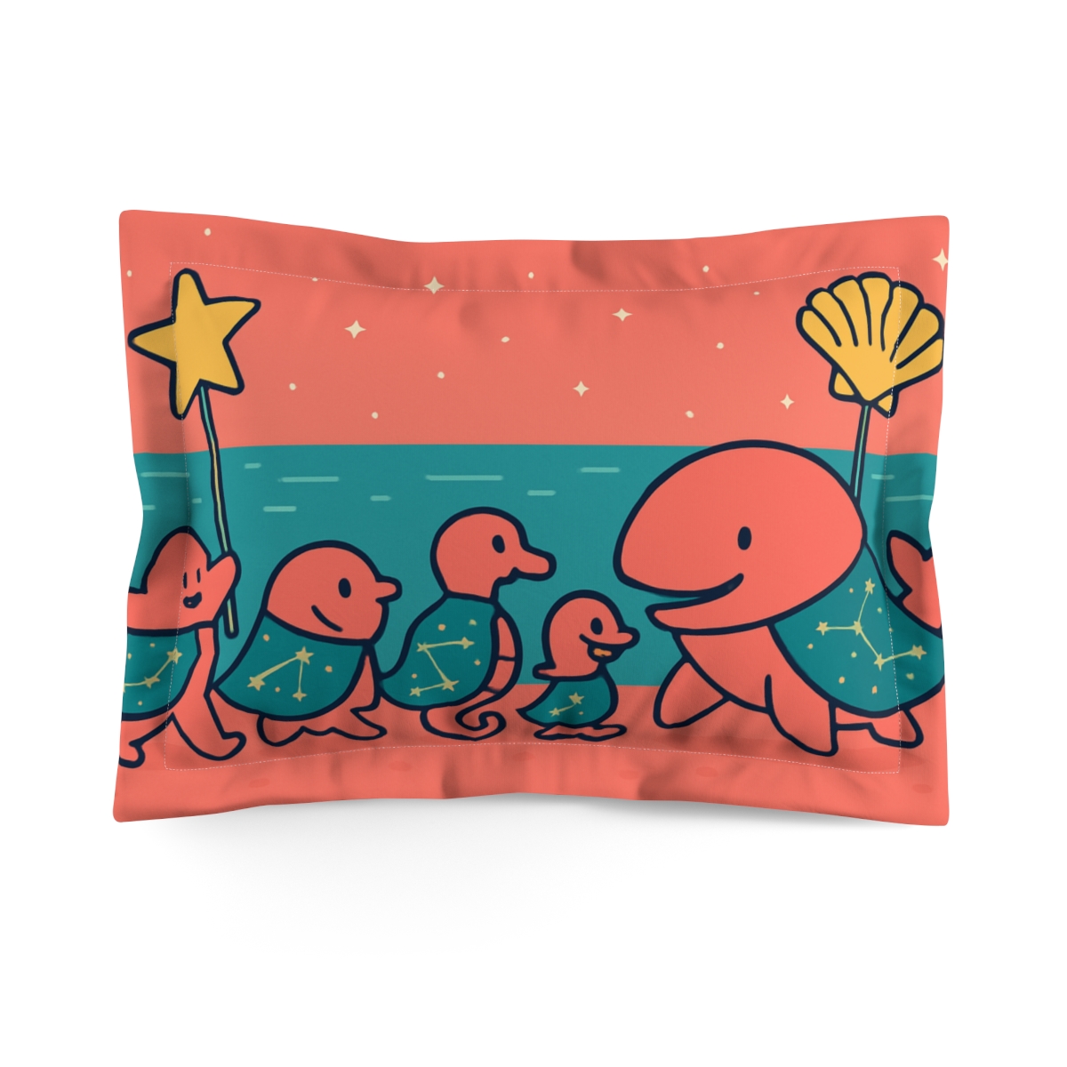 Coral Constellation Parade designer printed pillows