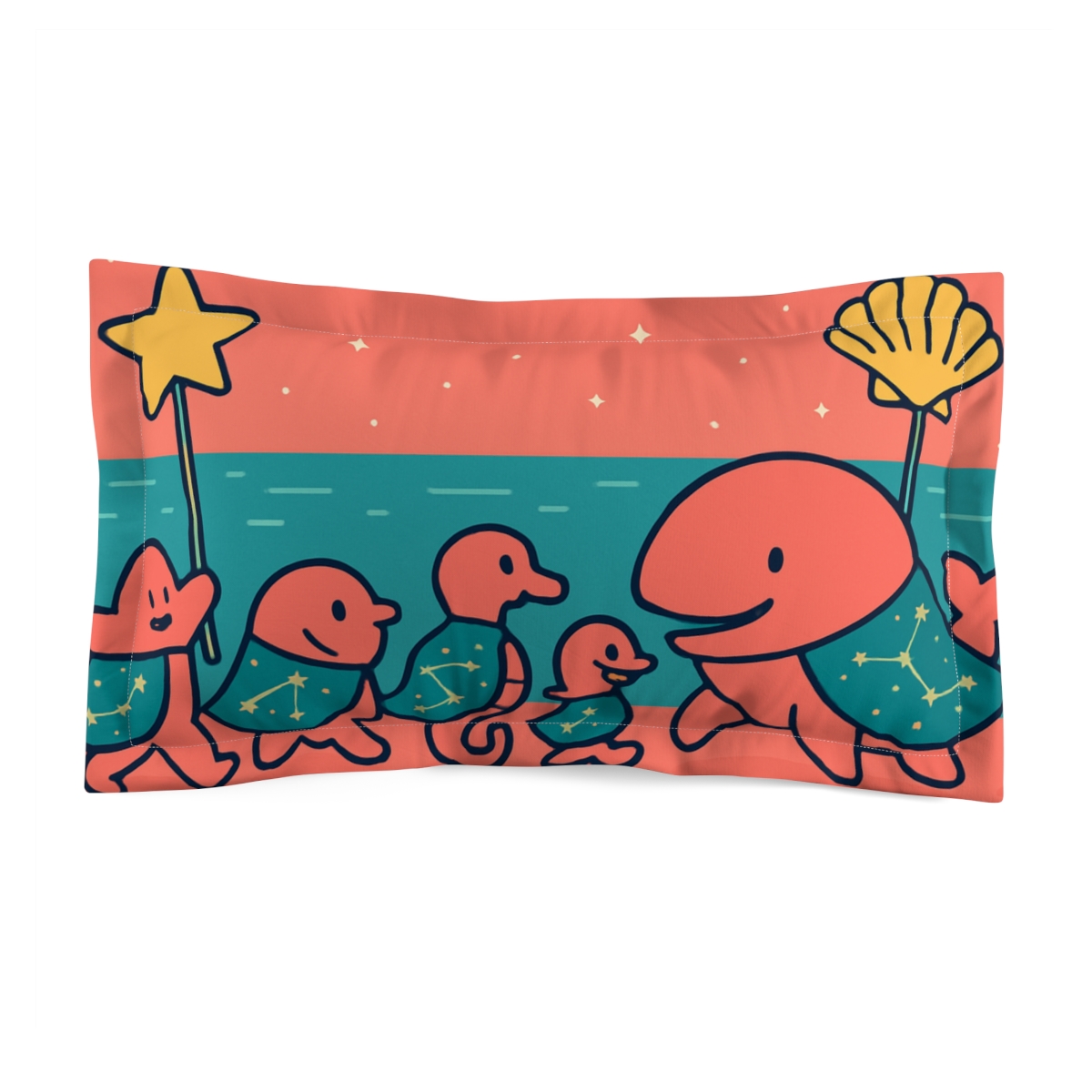 Coral Constellation Parade designer printed pillows