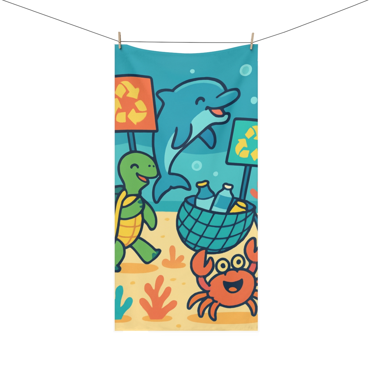 Coral Kingdom Ocean Cleanup Parade soft cotton towels