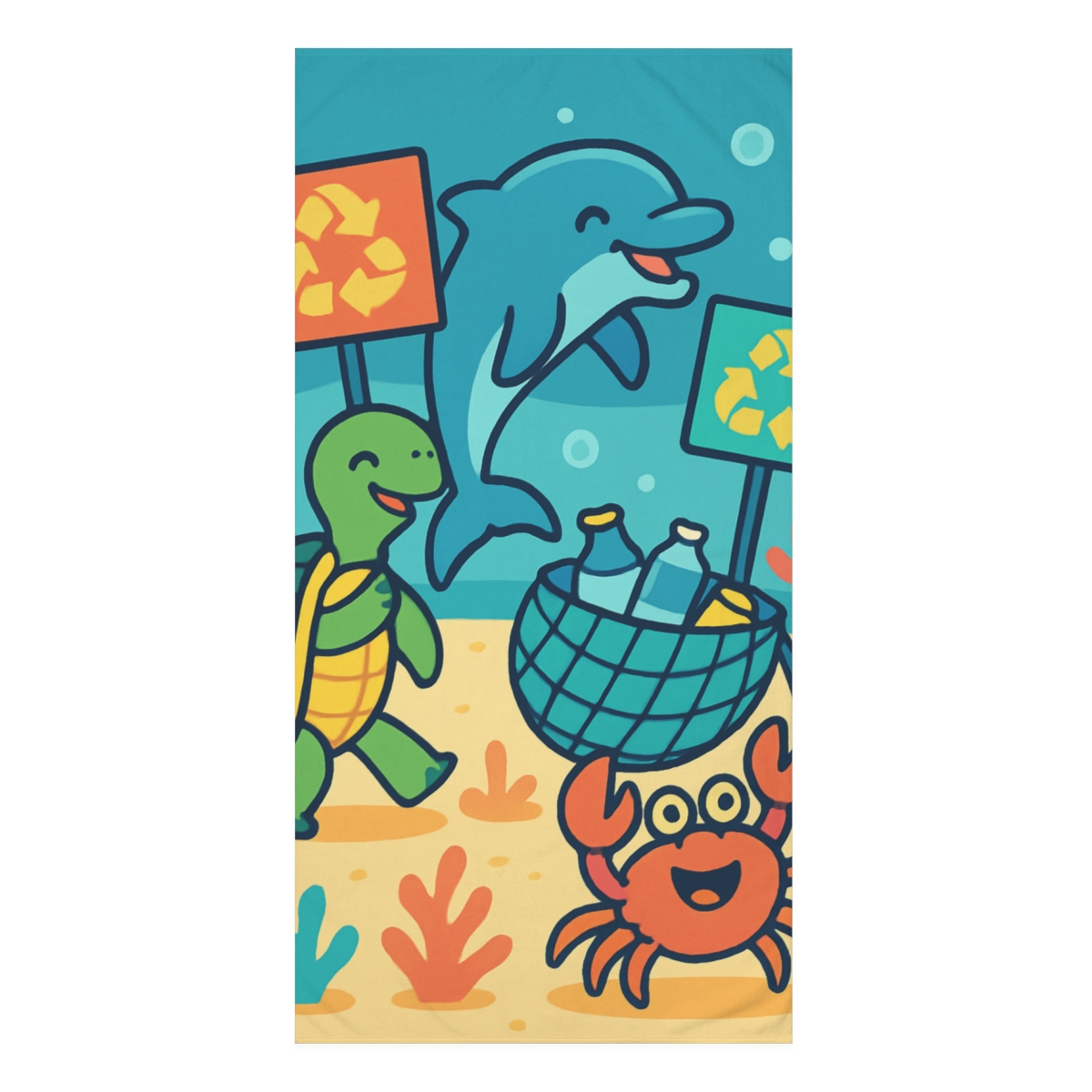 Coral Kingdom Ocean Cleanup Parade soft cotton towels