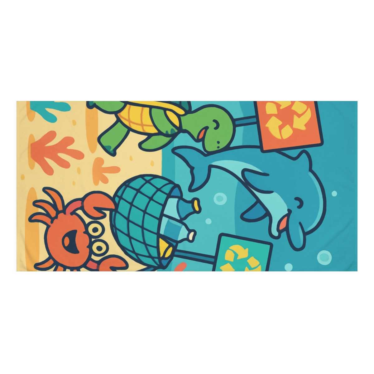 Coral Kingdom Ocean Cleanup Parade soft cotton towels