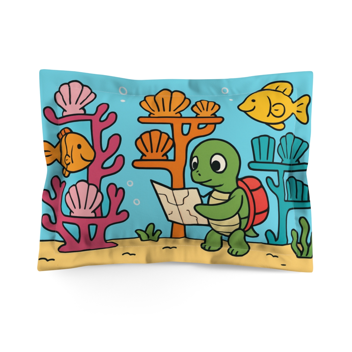 Coral Library And The Curious Sea Turtle custom pillows