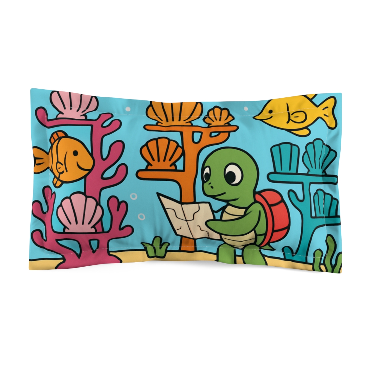 Coral Library And The Curious Sea Turtle custom pillows