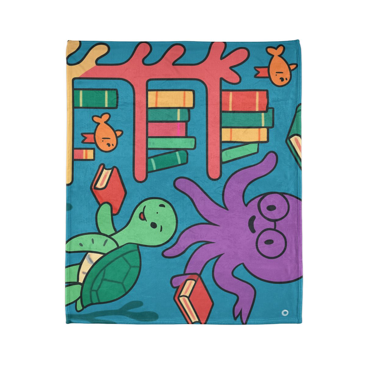 Coral Library And The Octopus Librarian designer printed blankets