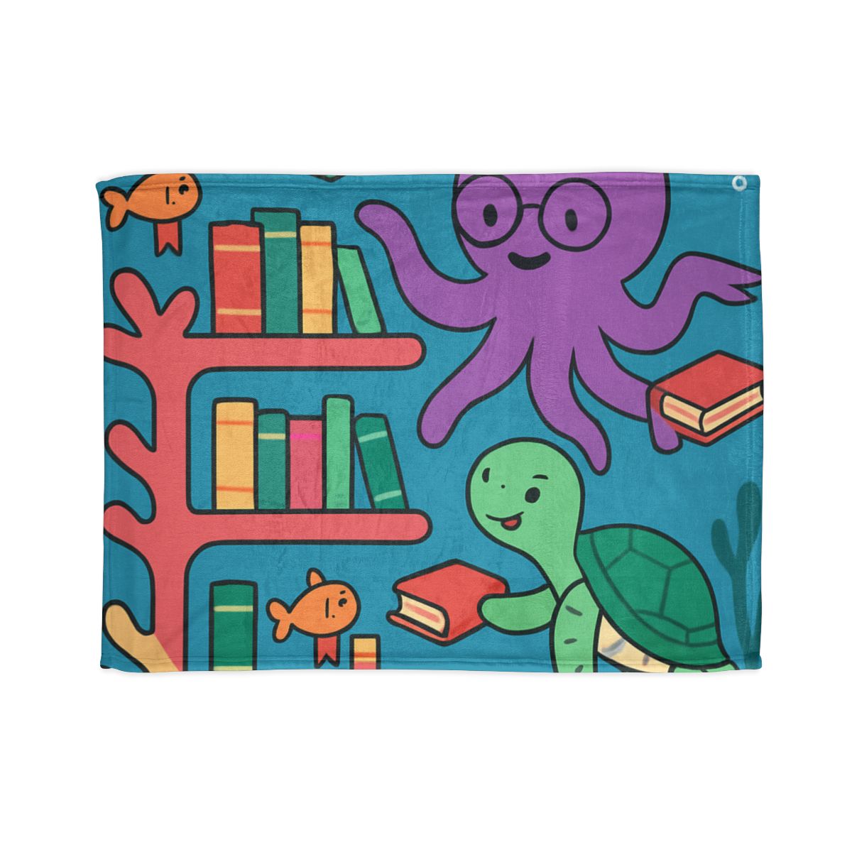 Coral Library And The Octopus Librarian designer printed blankets