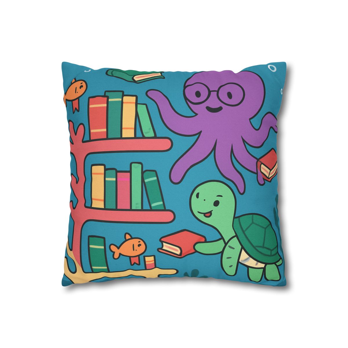 Coral Library And The Octopus Librarian stylish decorative pillowcases