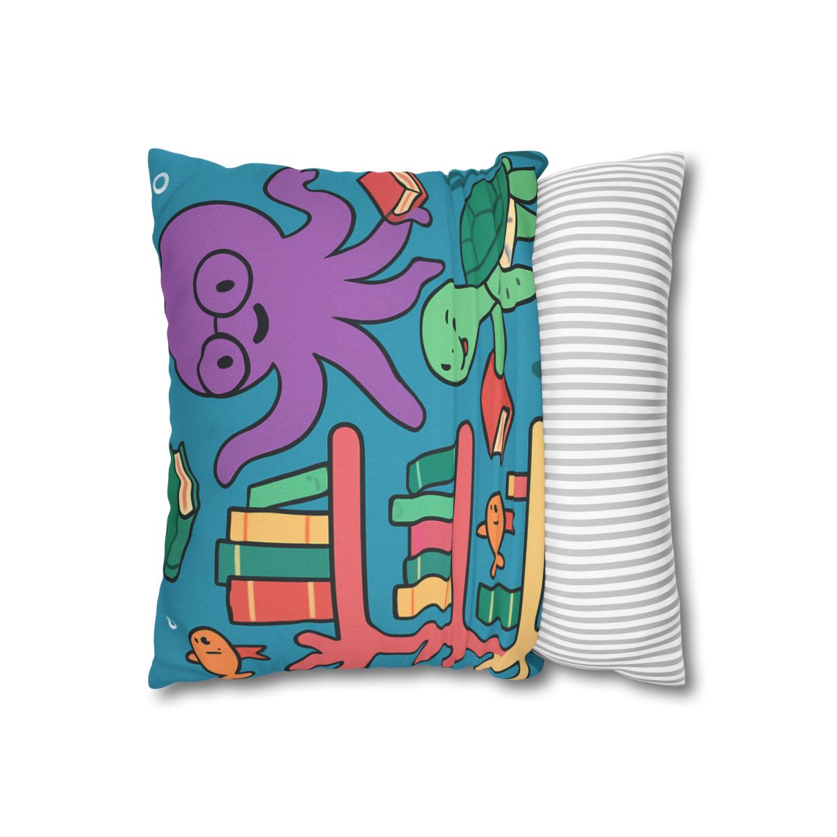 Coral Library And The Octopus Librarian stylish decorative pillowcases
