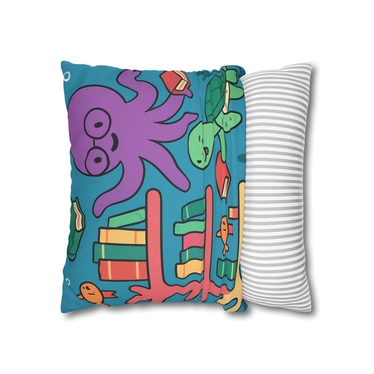 Coral Library And The Octopus Librarian stylish decorative pillowcases