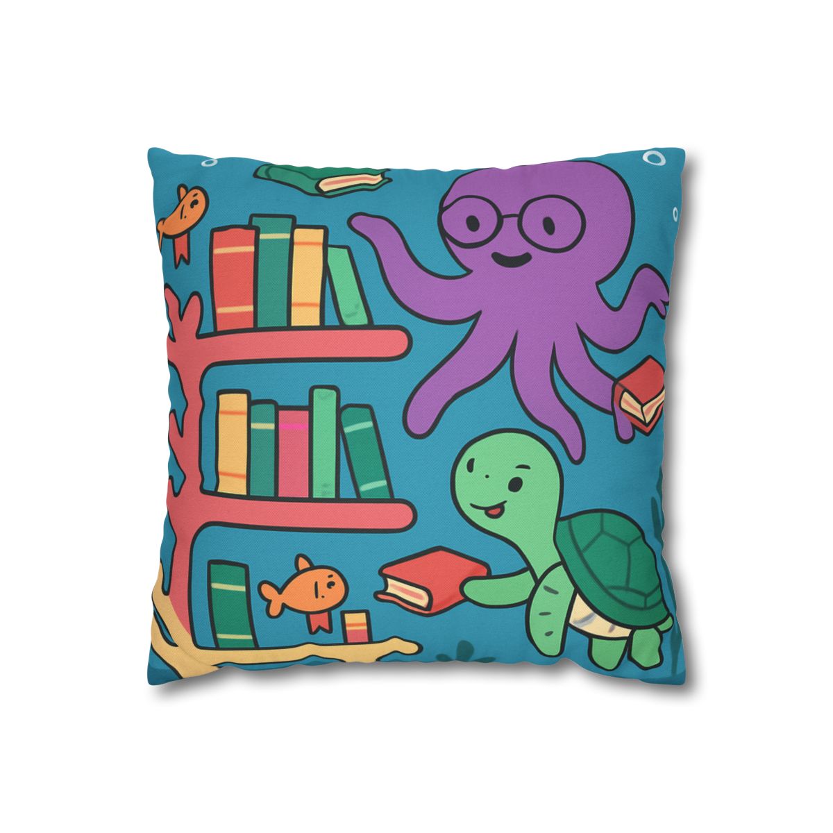 Coral Library And The Octopus Librarian stylish decorative pillowcases