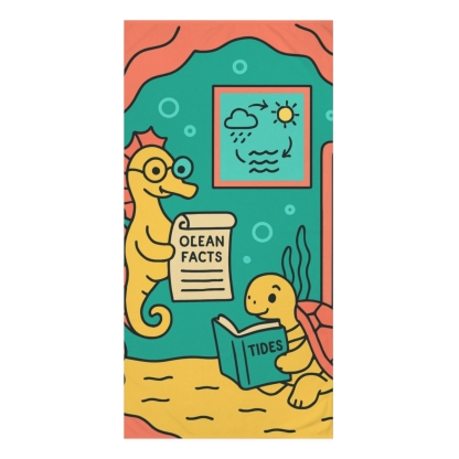 Coral Library And The Seahorse Scholar designer printed towels