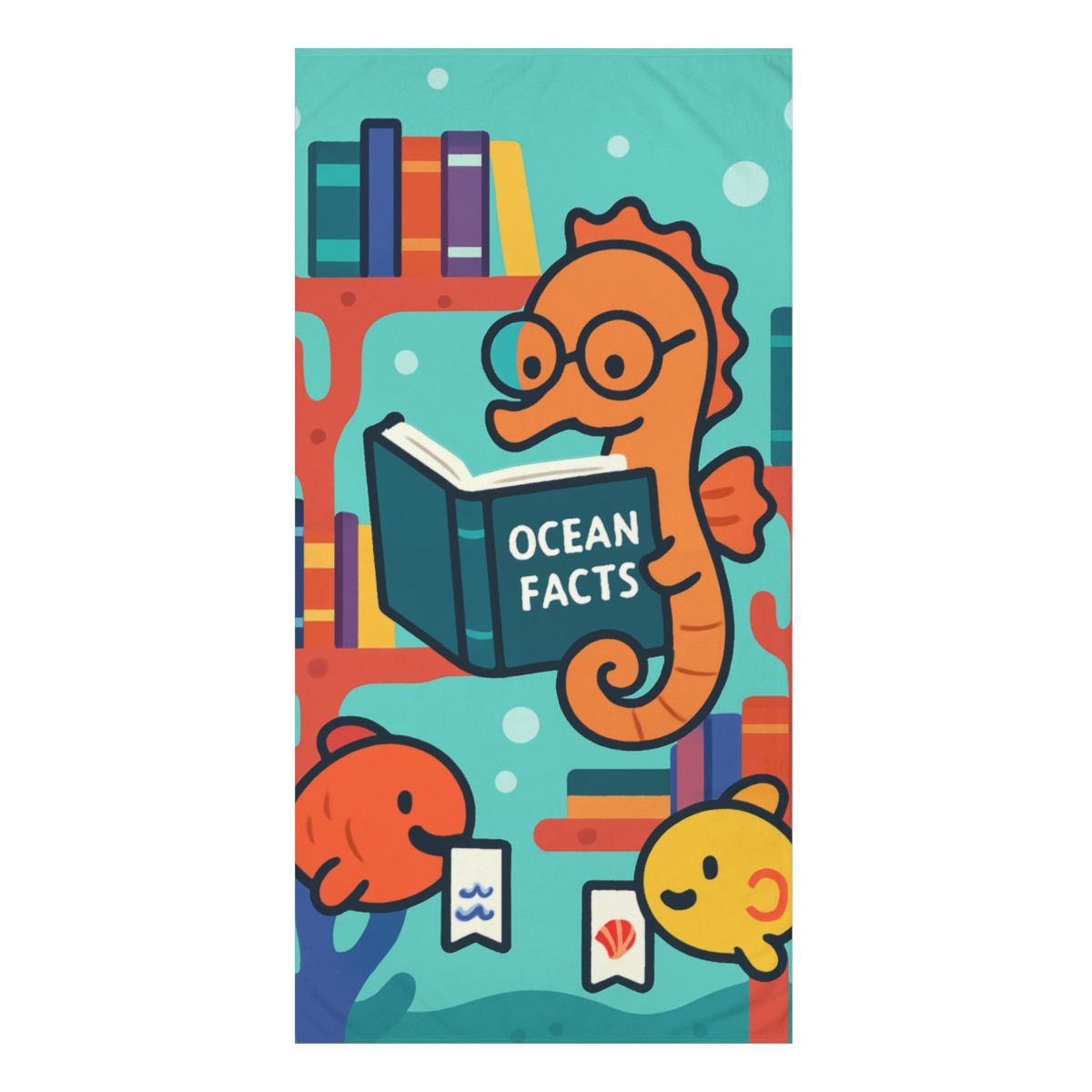 Coral Library And The Seahorse Scientist unique gift towels