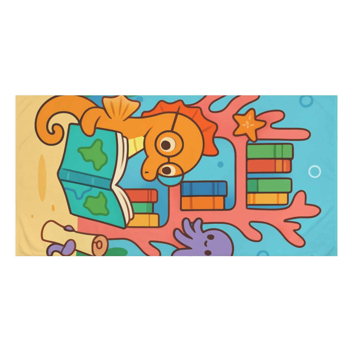 Coral Library And The Seahorse Scientist comfortable face towels