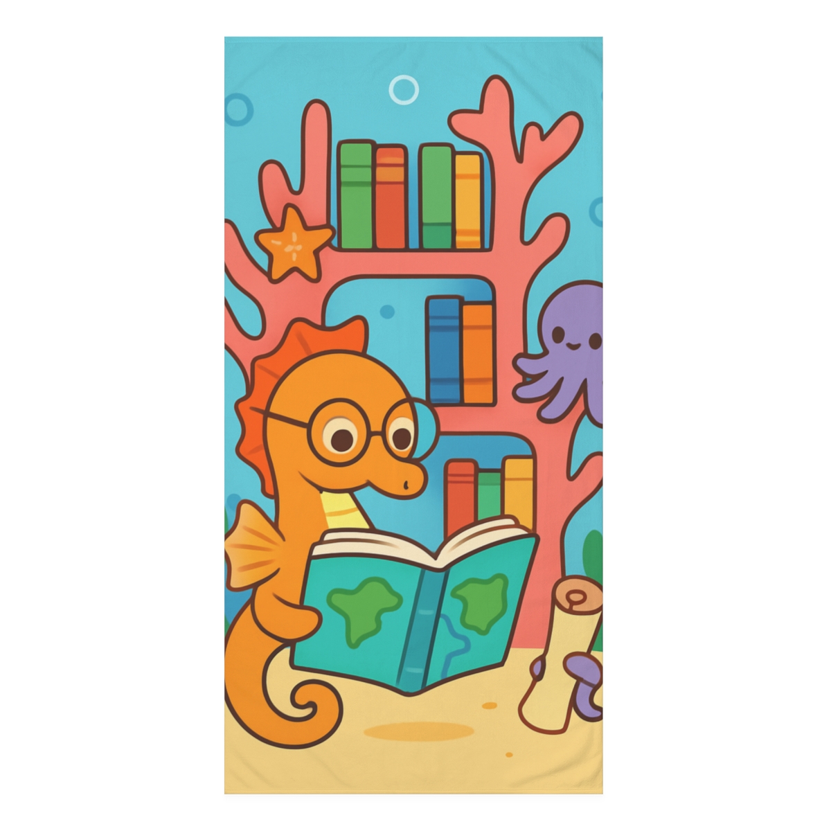 Coral Library And The Seahorse Scientist comfortable face towels