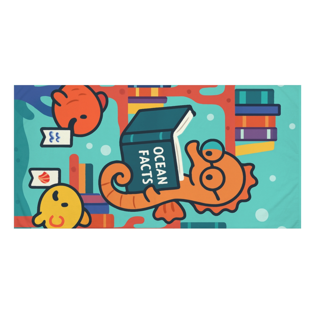 Coral Library And The Seahorse Scientist unique gift towels