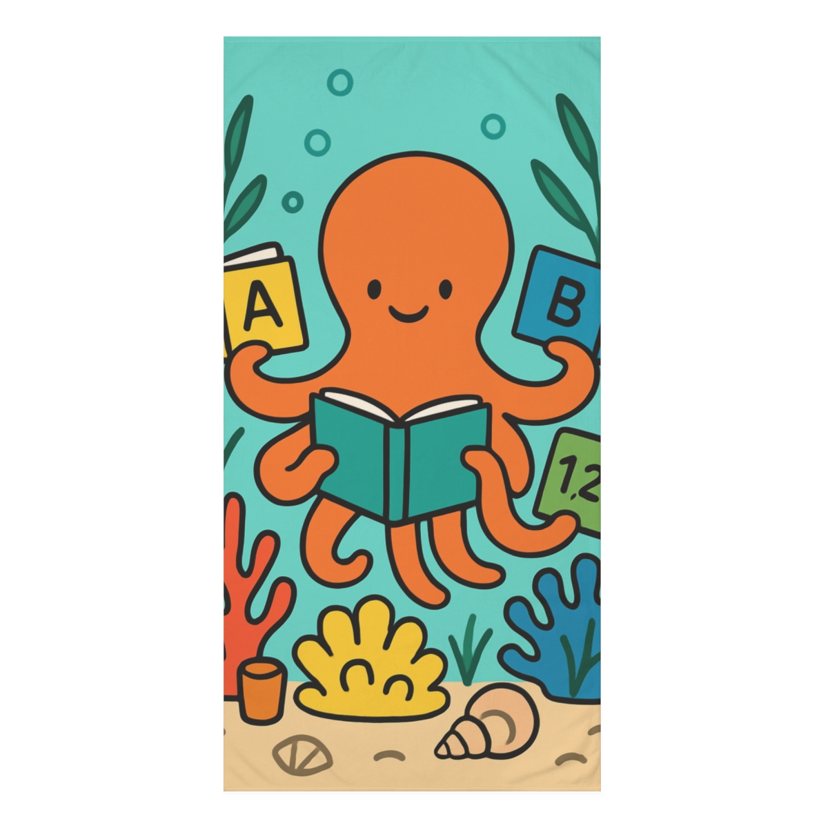 Coral Library Octopus soft cotton towels