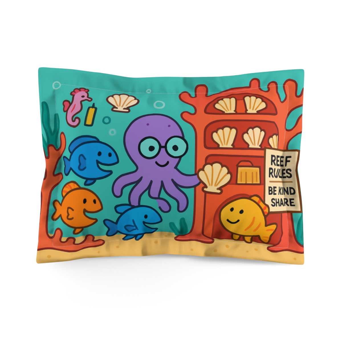 Coral Library Of The Curious Octopus gift pillows for home