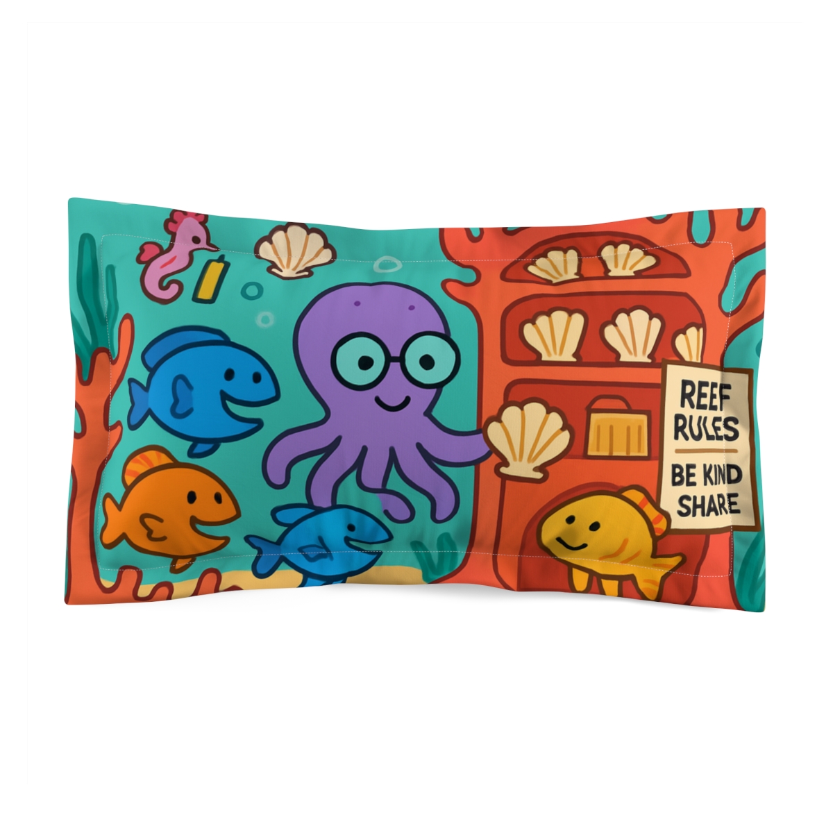 Coral Library Of The Curious Octopus gift pillows for home