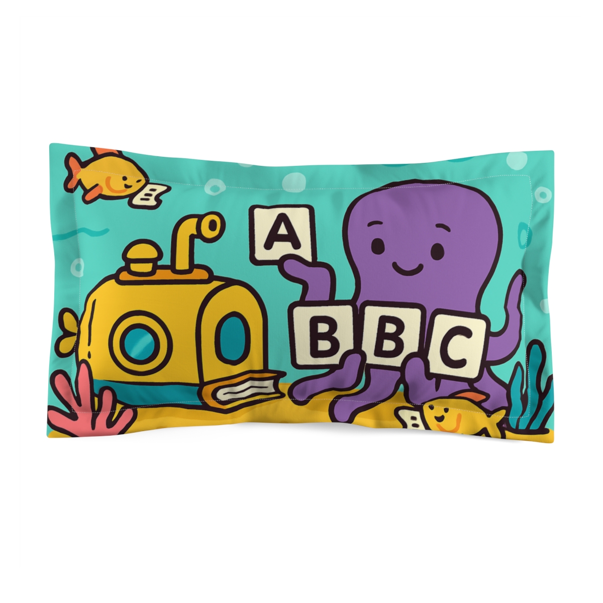 Coral Library Submarine And The Alphabet Octopus designer printed pillows