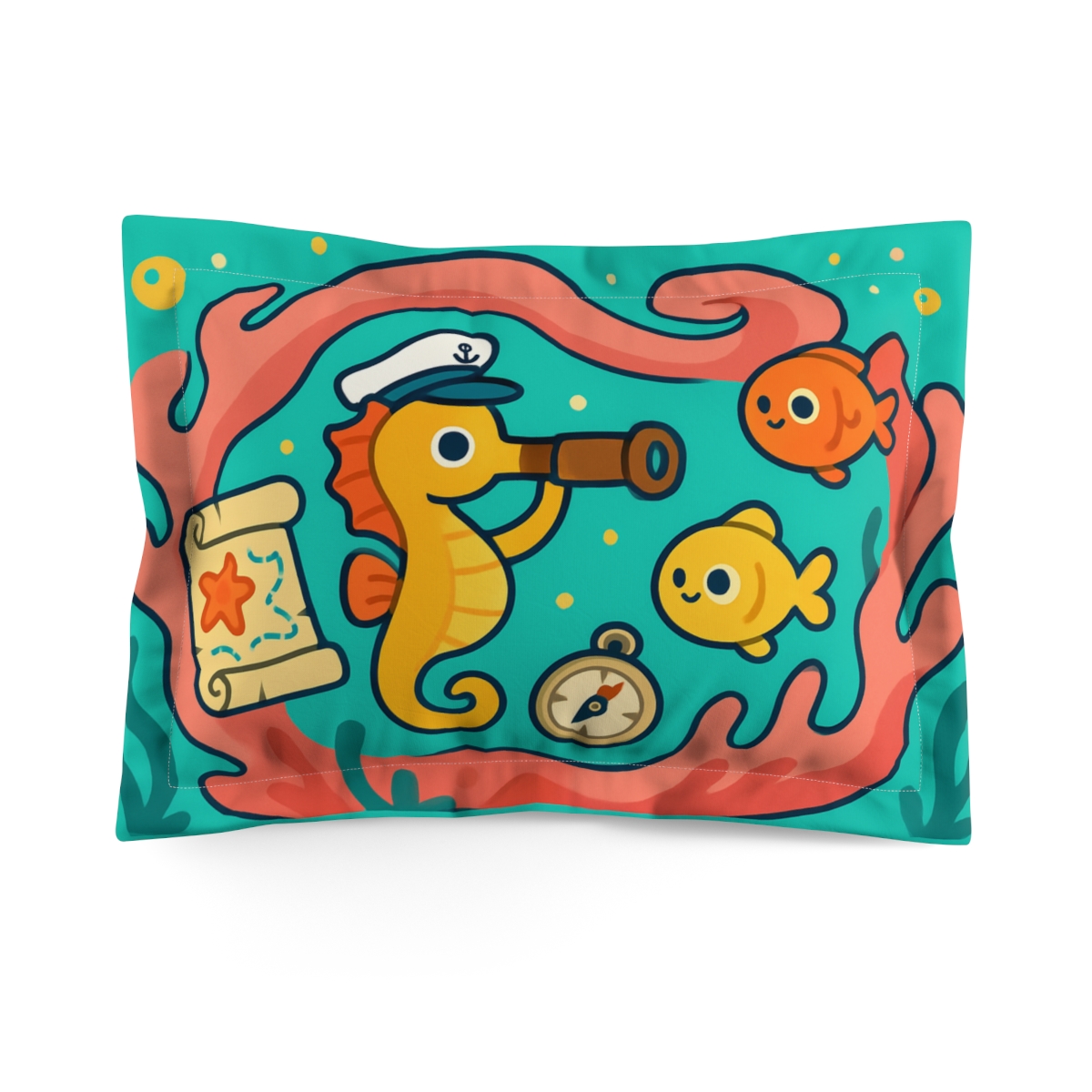 Coral Nebula Seahorse Rescue Team personalized decorative pillows