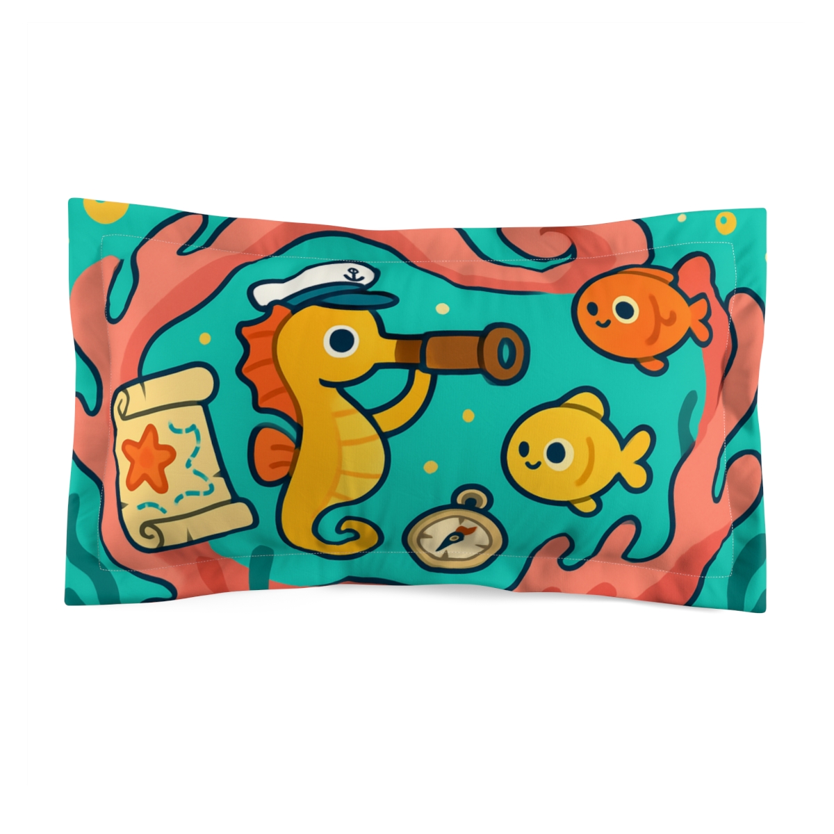 Coral Nebula Seahorse Rescue Team personalized decorative pillows