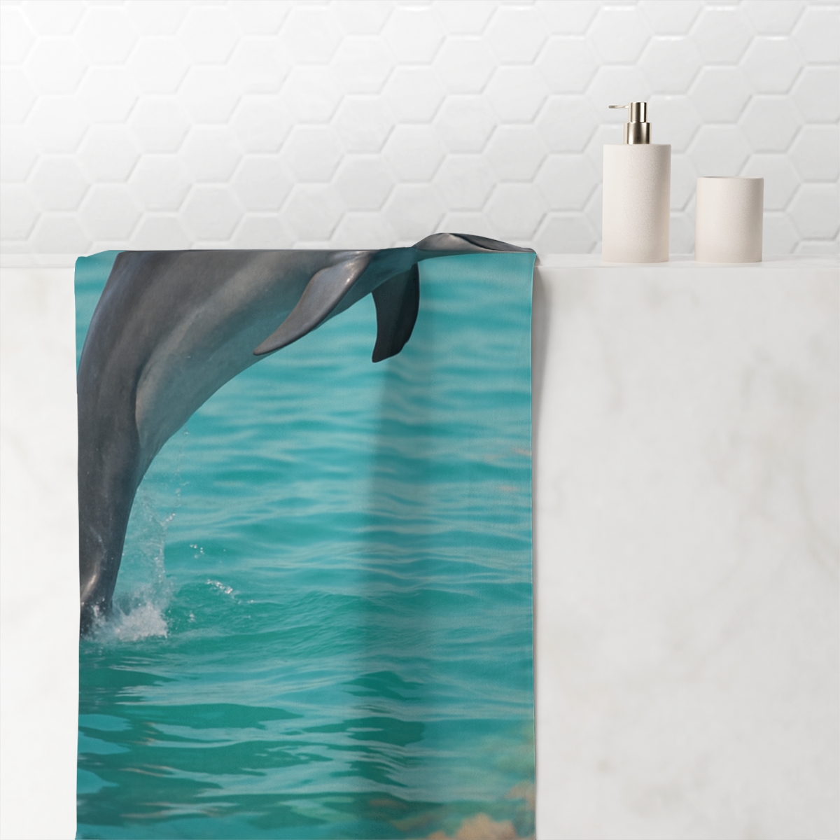 Coral Realm Bottlenose Dolphin decorative home towels