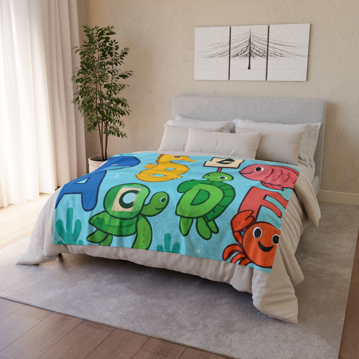 Coral Reef Alphabet Parade designer printed blankets