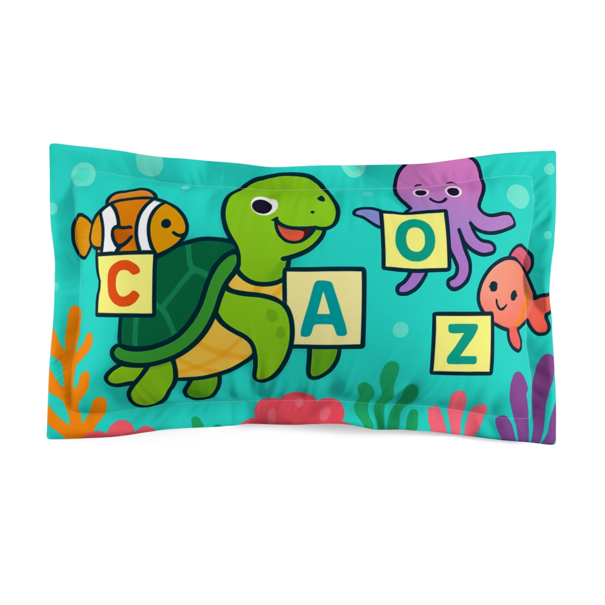 Coral Reef Alphabet Parade designer printed pillows