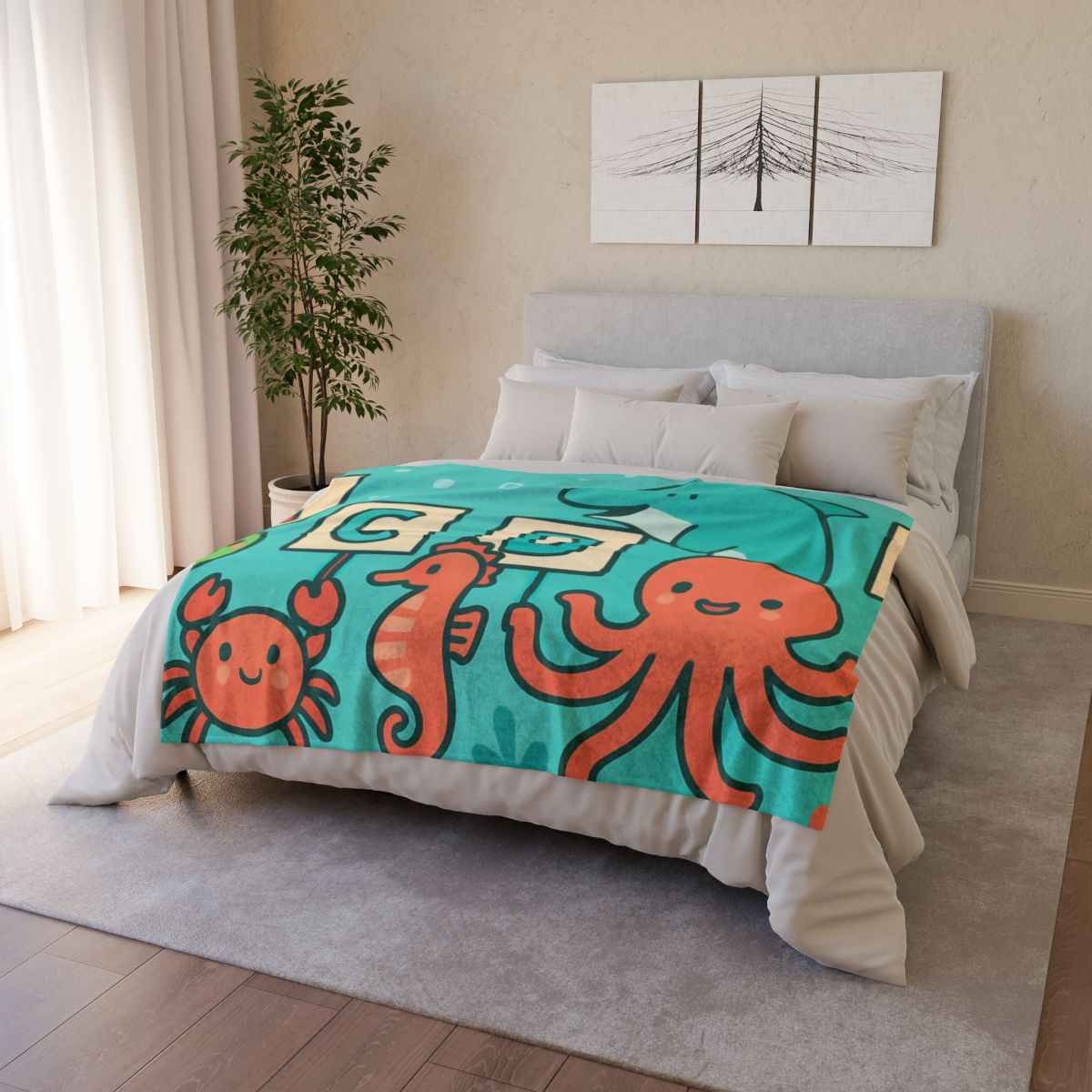Coral Reef Alphabet Parade personalized cozy blankets
