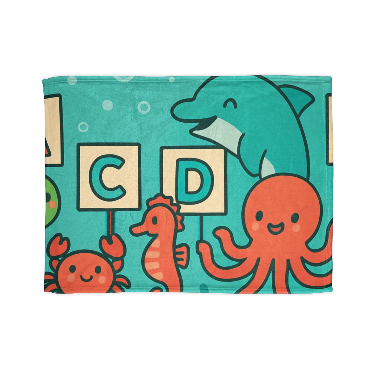 Coral Reef Alphabet Parade personalized cozy blankets
