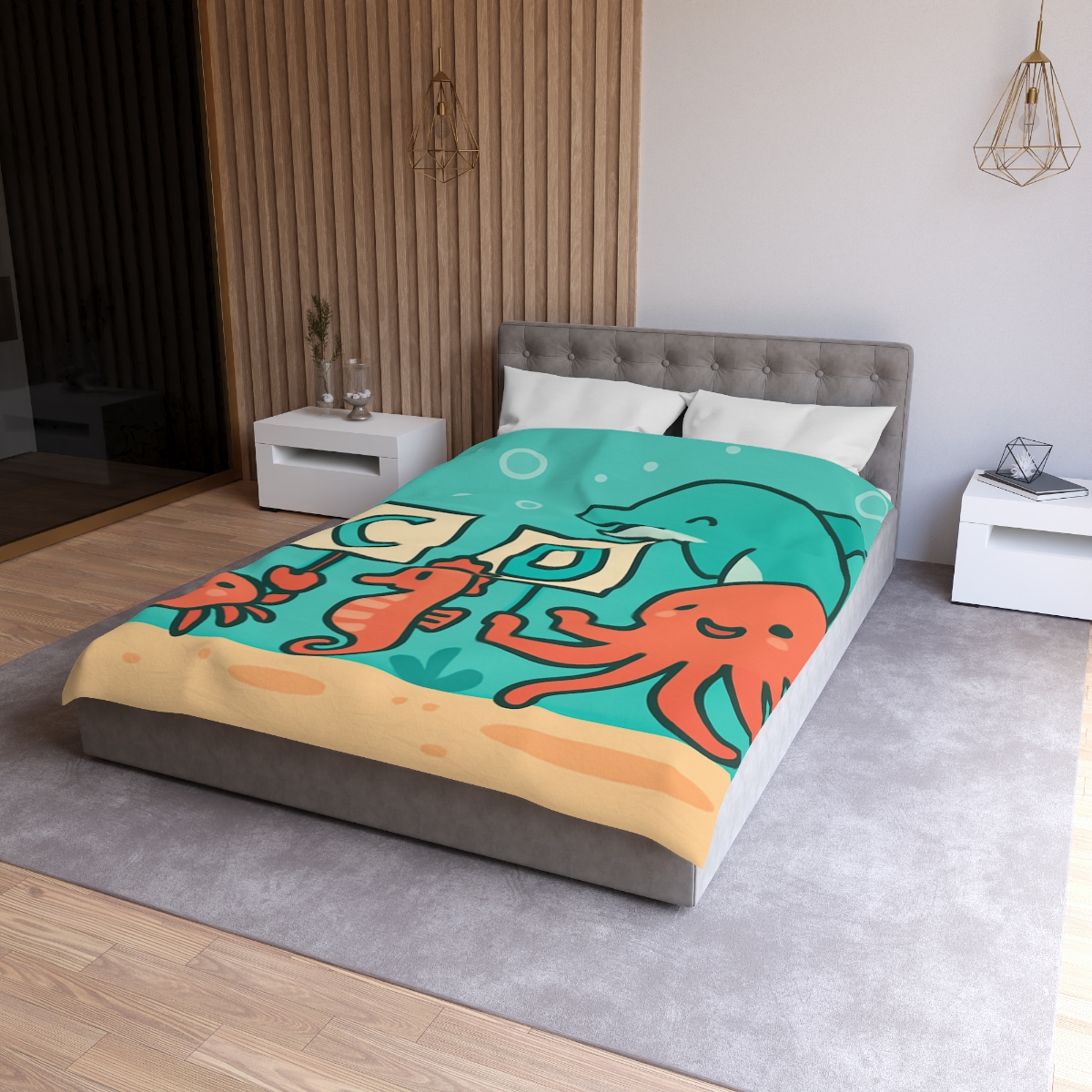 Coral Reef Alphabet Parade designer printed duvets