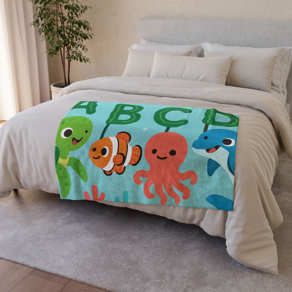Coral Reef Alphabet Parade stylish throw blankets
