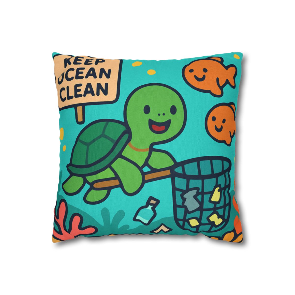 Coral Reef Clean Up Crew soft cotton pillow cases