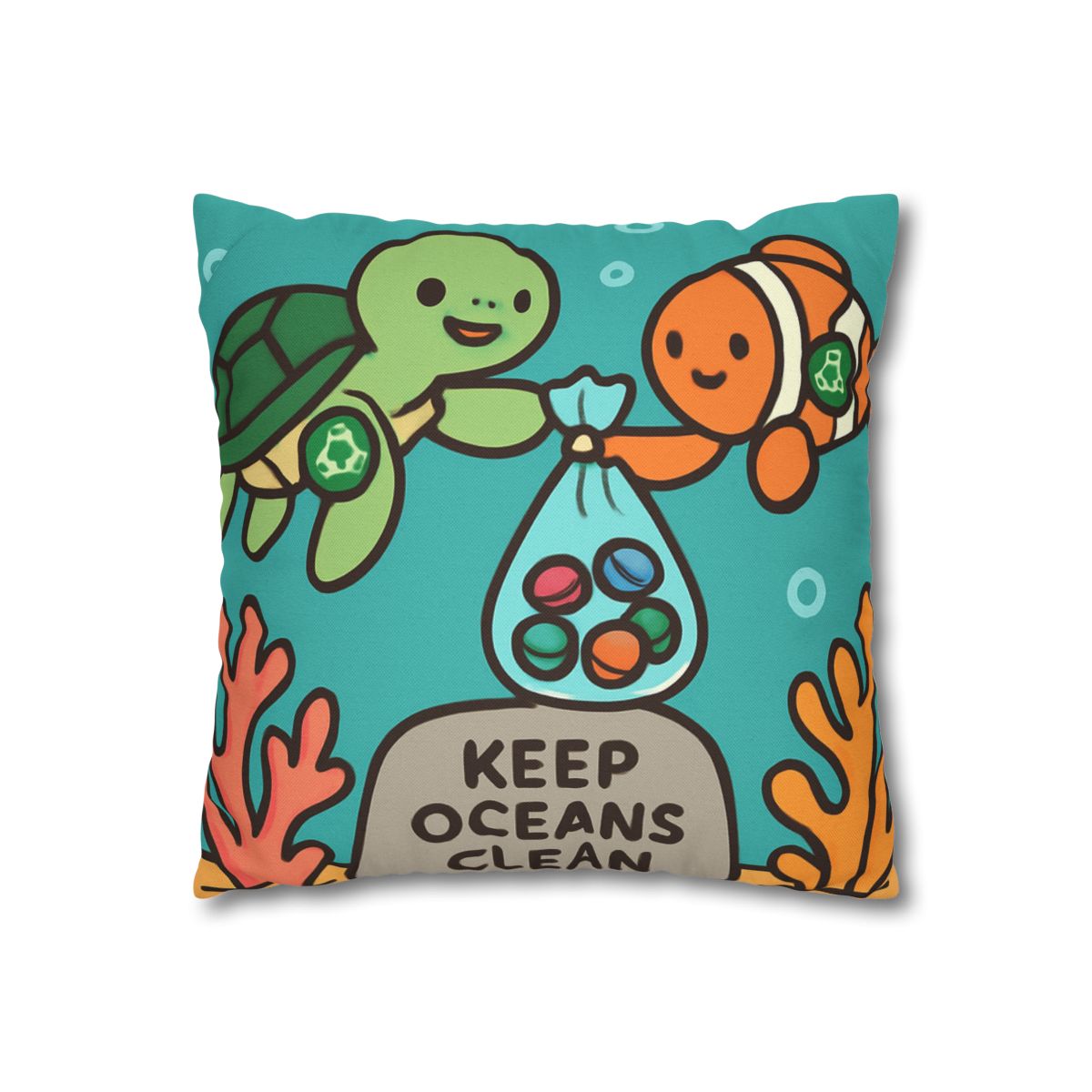 Coral Reef Cleanup Crew soft cotton pillow cases