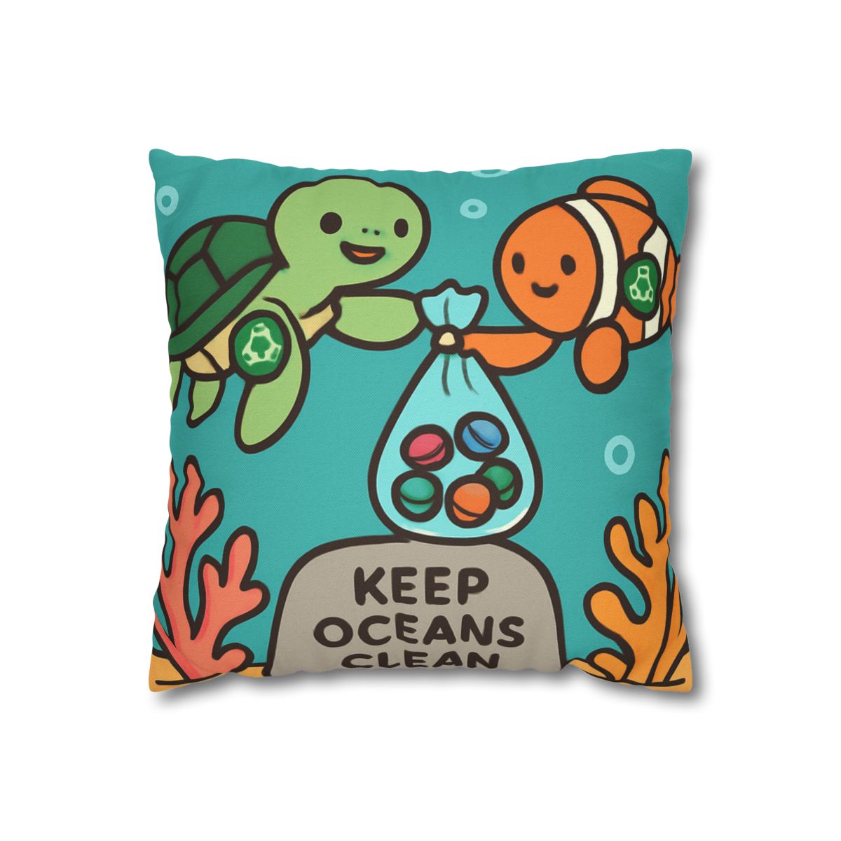 Coral Reef Cleanup Crew soft cotton pillow cases