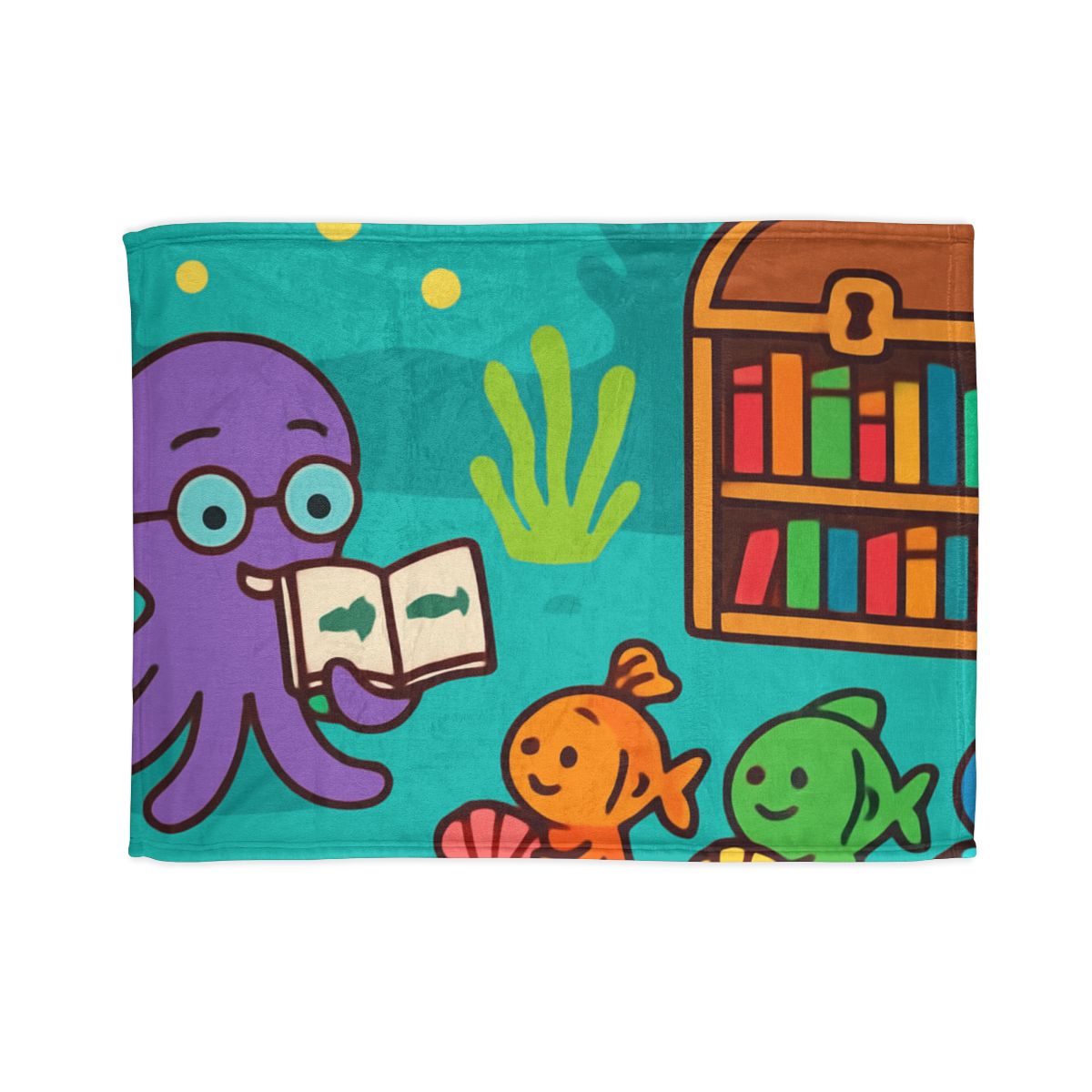 Coral Reef Library With The Octopus Librarian trendy patterned blankets