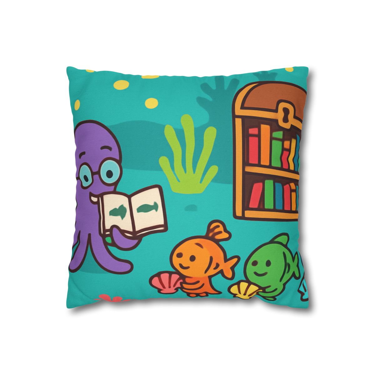 Coral Reef Library With The Octopus Librarian unique gift pillow cases